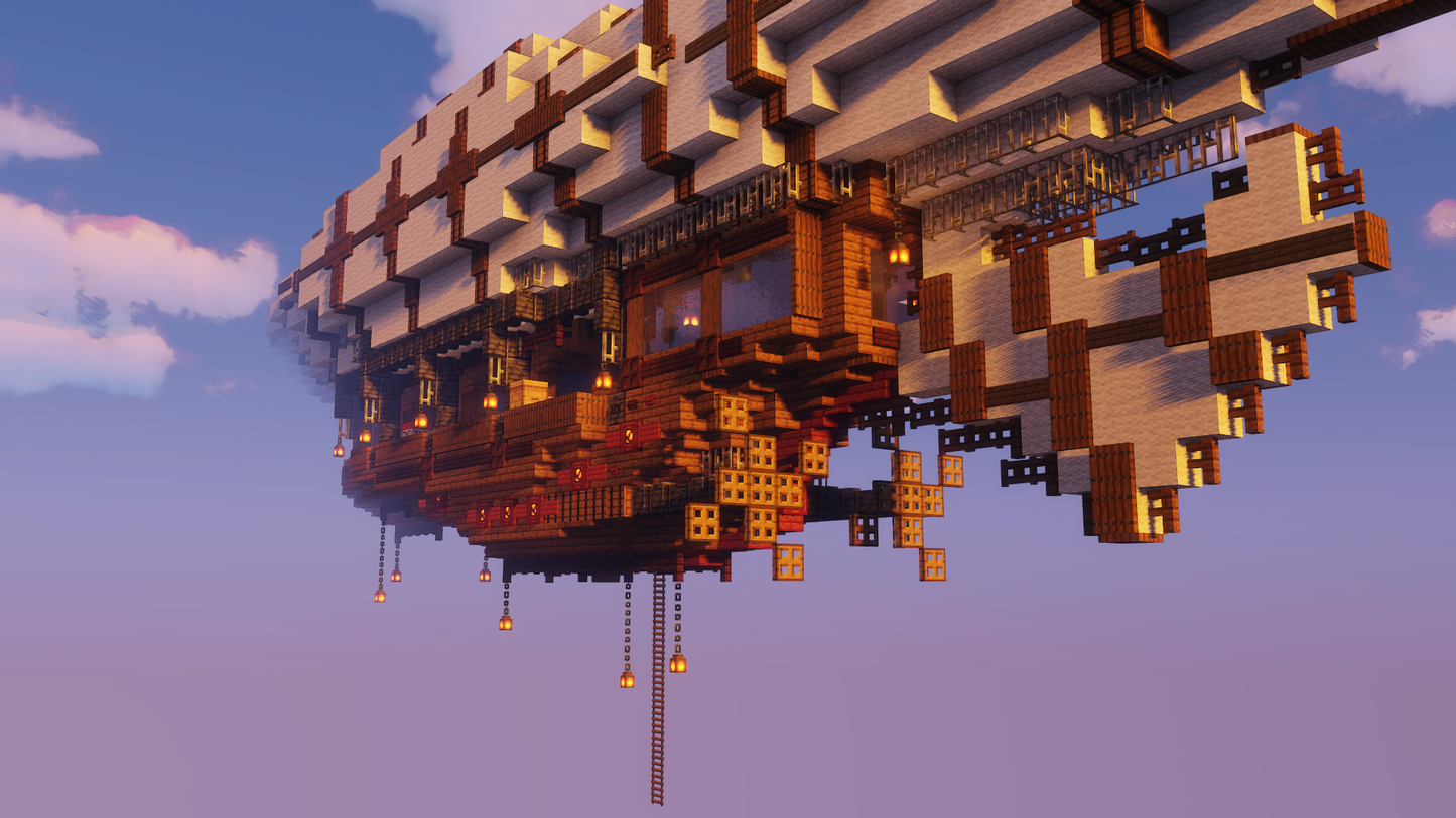minecraft medieval airship with shaders