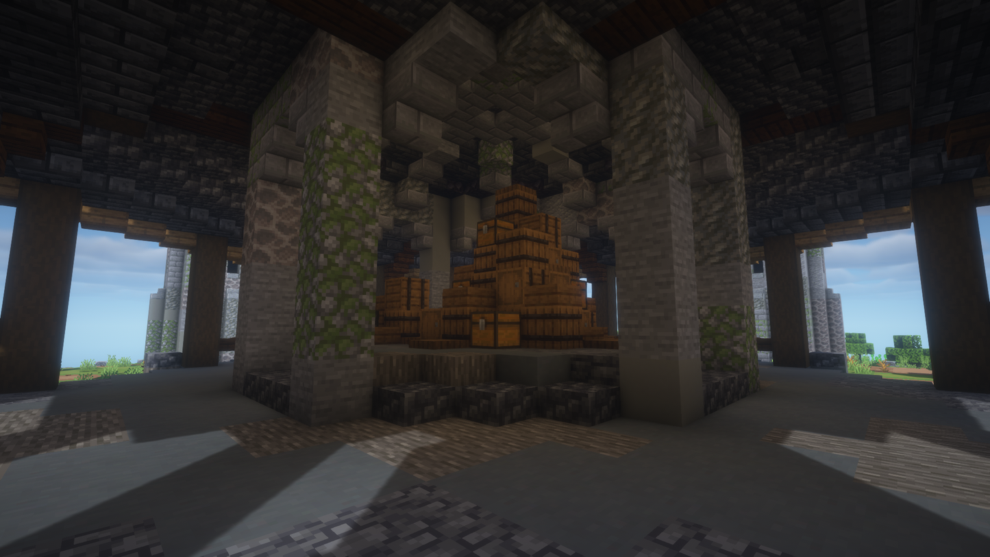 a close up of the lootpile inside the main castle.