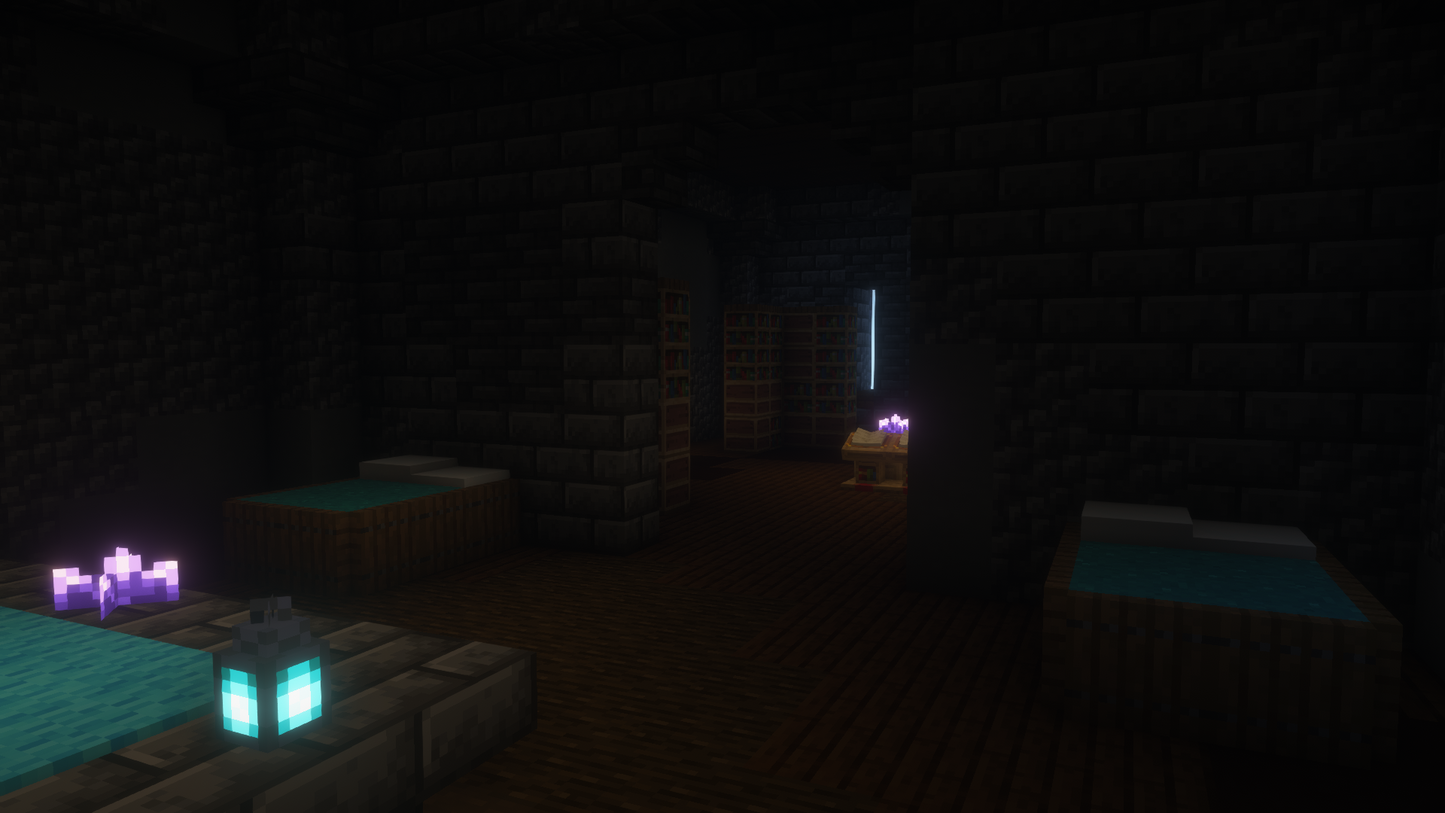 showing the detailed interior including a bedroom for the castle